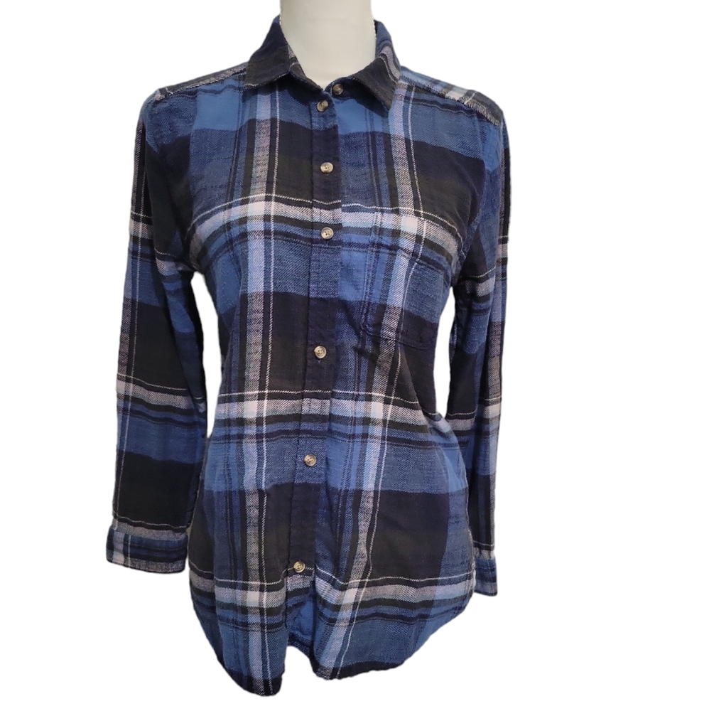 American Eagle Outfitters Ahh-Mazingly Soft Blue Plaid Shirt Size Medium